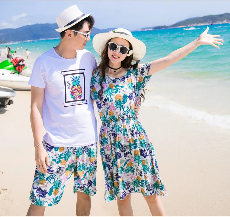 Family Matching Clothing Bohemian Pineapple Printed Mother Daughter Dress Dad Son Boys Tshirts And Shorts 12