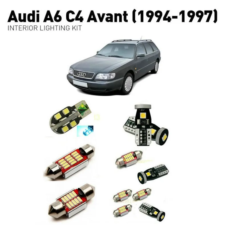 Светодиодные внутренние фонари для Audi a6 c4 avant 1994-1997 14 шт. светодиодные фонари для автомобилей комплект освещения автомобильные лампы Canbus