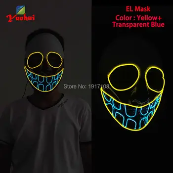

2020 Hot Halloween Mask Buck teeth Mask Flashing EL wire Glowing Flexible LED Neon light For dance DJ Carnival Party Supplies