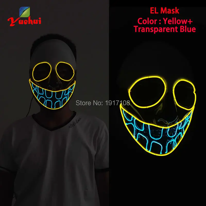 2021Hot к Хэллоуину Buck маска с зубами мигает EL провода светящийся гибкий