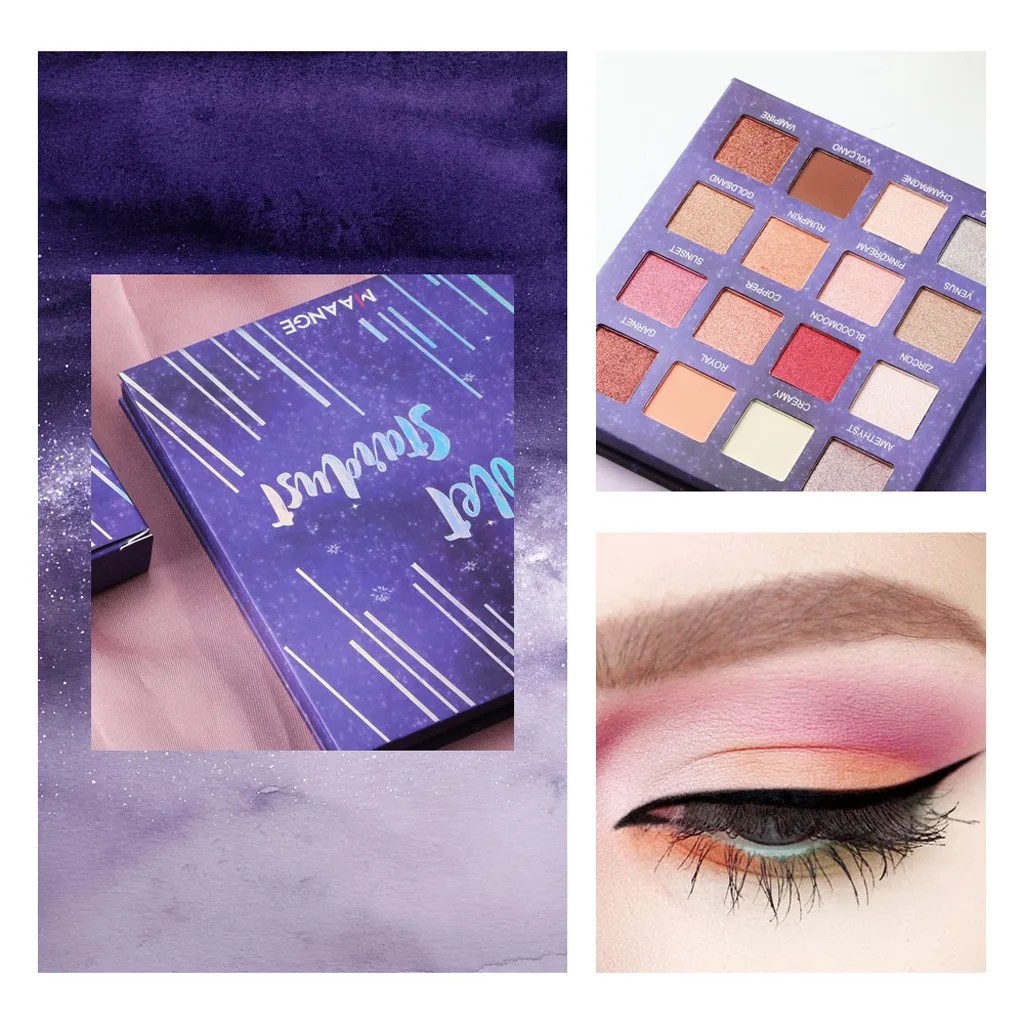 

MAANGE Eye Shadow 16 Color Multicolor Long-lasting Sequins Pink Natural Eye Shadow Glitter Eyeshadow Golden Onion Powder 19L0603