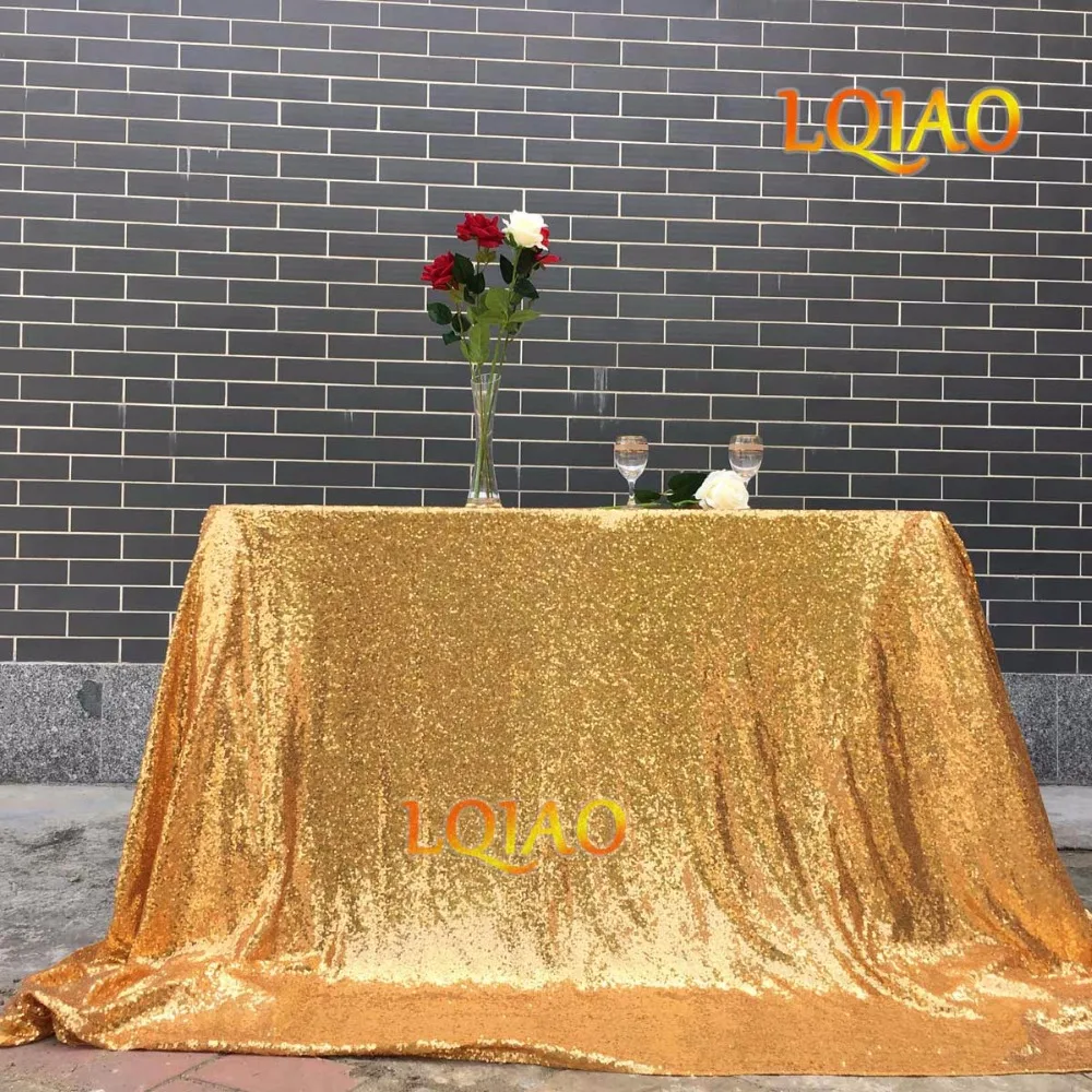 

Customize- 8pcs Gold 3mx3m Sequin Tablecloth/Fabric For Wedding Party Table Decorations Sequin Table Cloth