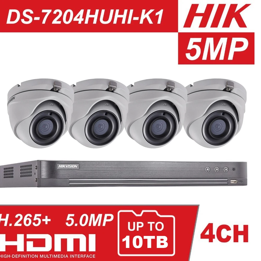 

HIK 4CH DVR KIT Hybrid 4 Channel Surveillance Video Recorder DS-7204HUHI-K1 5MP Turret Security Analog Camera DS-2CE56H0T-ITMF