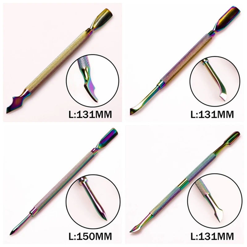 

1Pcs Dual-ended Chameleon Nail Cuticle Pusher Nail Cuticle Remover Rainbow Stainless Steel Cuticle Pusher Manicure Tools