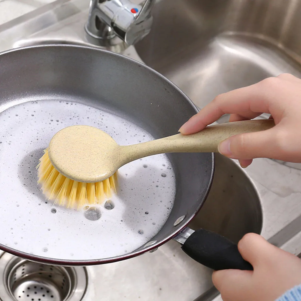 Kitchen Plastic Hand held Wooden Dish Brush Cleaning Brush Scrubbing