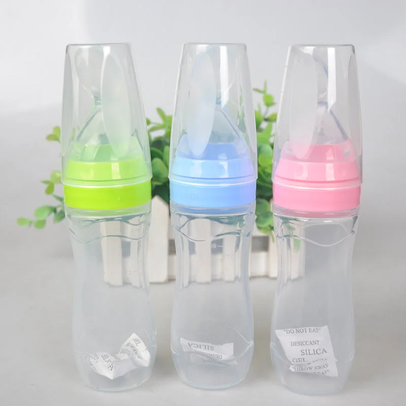 5 цветов безопасности кормления детские бутылки пищевые добавки обучение силиконовые бутылки ложка для питья воды бутылки молока