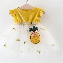 Платье принцессы для маленьких девочек; вечерние платья для дня рождения с принтом ананаса; vestido infantil; фатиновые платья с оборками для новорожденных