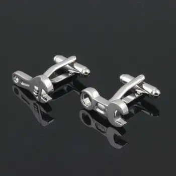 

10pairs/lot Novelty Spanner Tool Cufflinks Wrench Cuff Links Silver Color Copper Made Cuff Button Men's Jewelry Father's Day