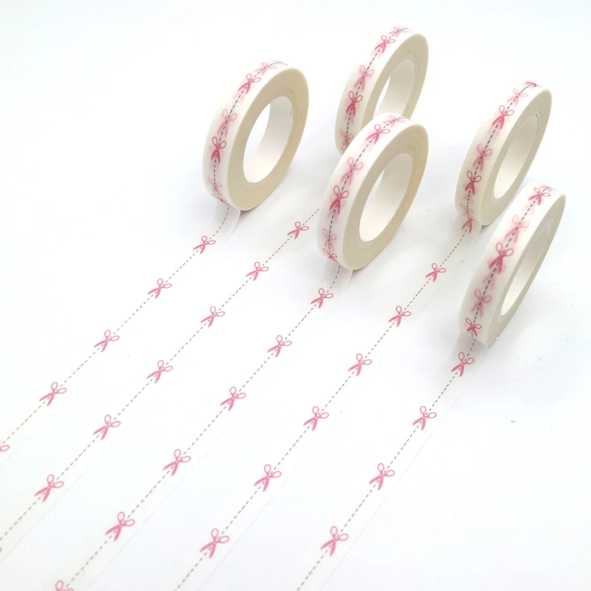 

1 PCS Pink Colored Scissors Pattern Washi Tape Slim Decorative Adhesive Tape Masking Paper Tapes 10m * 8mm