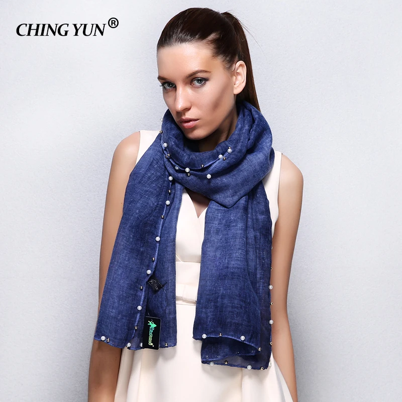 

2018 Spring New Fashion Woman Scarf Long tassels Blue Lady Scarf Sunscreen Pearl Accessories Large Floral Women Shawls zz001