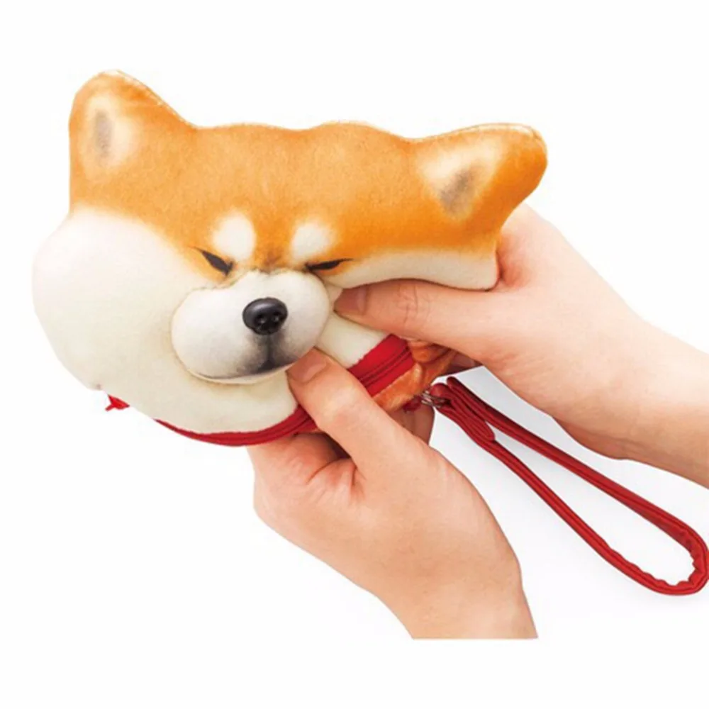 Cute Dog Plush Bag Toy Super Kawaii Fluffy Shiba Inu Dog Plush Coin Bag Cartoon Animal Purse for Kid's Birthday Gift Toys