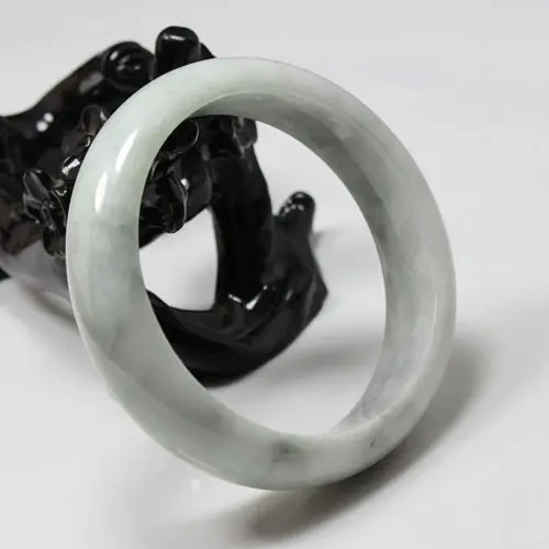 

2394 Beautiful Certified Grade "A" Natural Gray Jadeite Jade Gems Bangle Bracelet