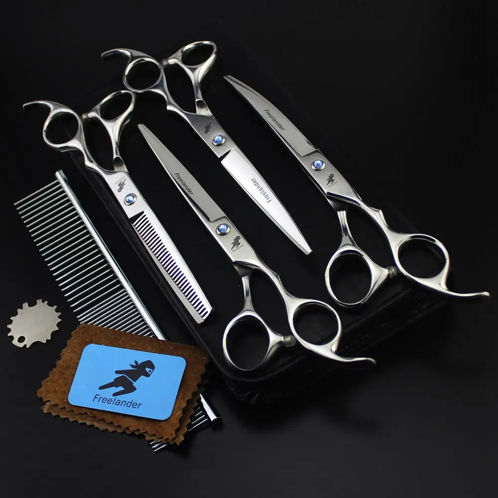 

Freelander High Quality Professional Pet Grooming Scissors Sets 7 Inch,Dog Grooming Shears,Straiht & Thinning & Curved Scissors
