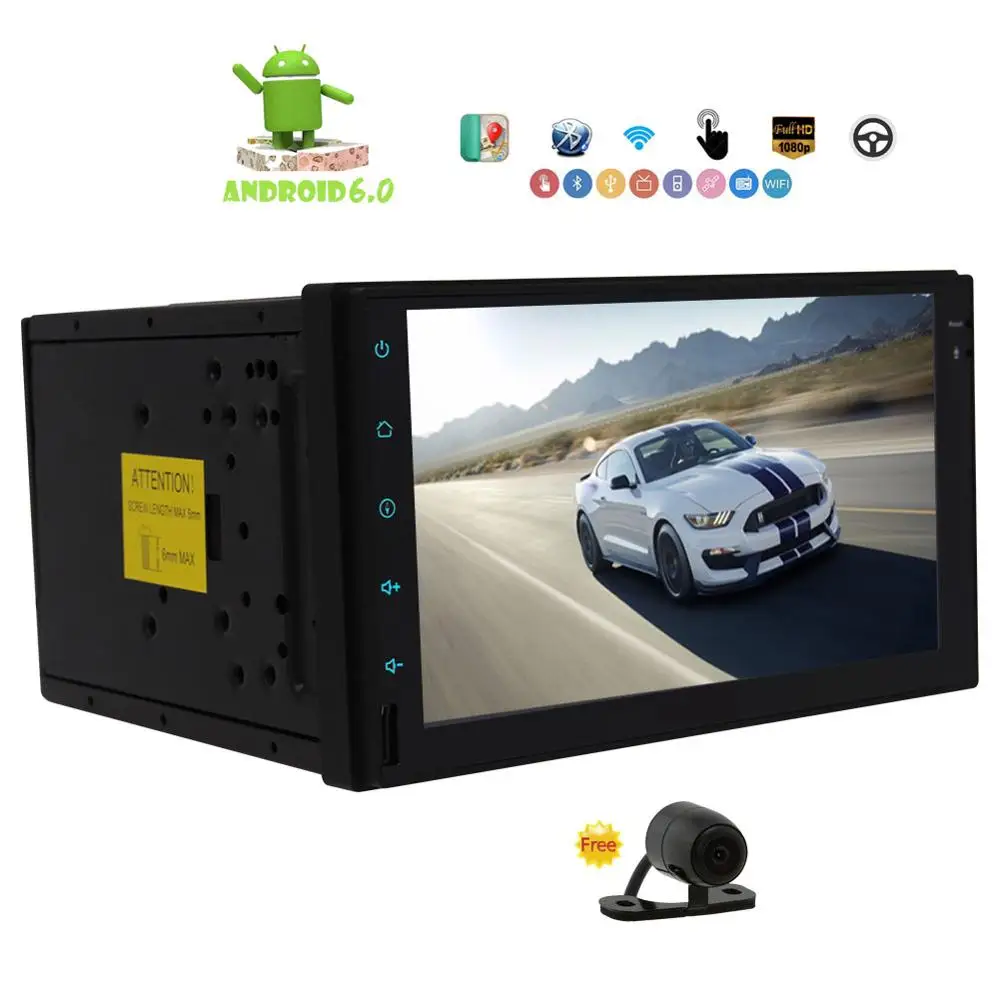 Clearance 2 Din Car Stereo 7" Touch Screen Android 6.0 Autoradio Head Unit Car GPS Navigation Support WIFI/FM Radio Cam-In+ Rear Camera 2