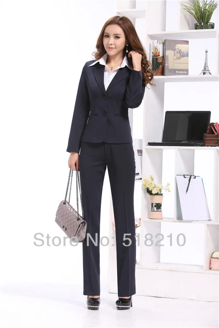 Новые модные женские Костюмы Блейзер и брюки для офиса OL женские профессиональные наборы с длинным рукавом рабочая одежда наборы плюс размер
