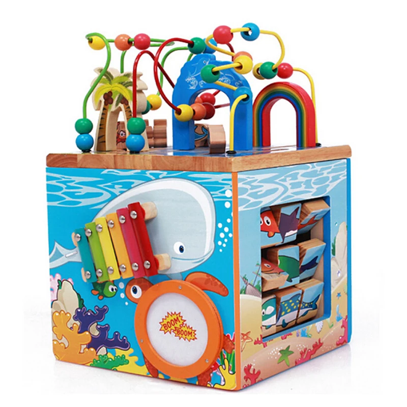 

Wooden Four-sided Multi-functional Large-sized Ocean Orbiting Pearls for Children to Teach Early Wisdom 100 Treasure Box Toy
