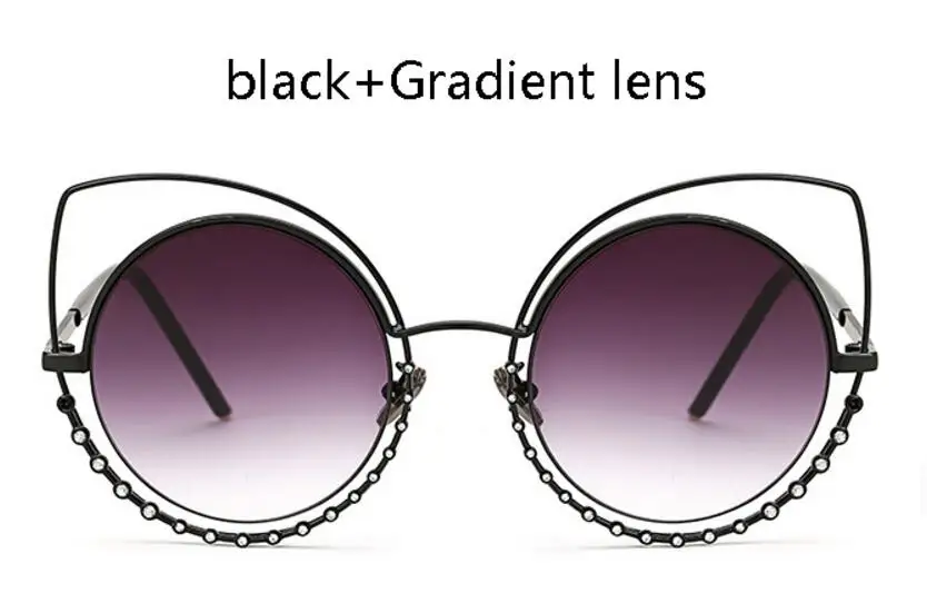 Высококачественные большие солнцезащитные очки кошачий глаз, алмазные солнцезащитные очки, брендовые дизайнерские, модные роскошные отражающие зеркальные солнцезащитные очки - Цвет линз: black gray lens