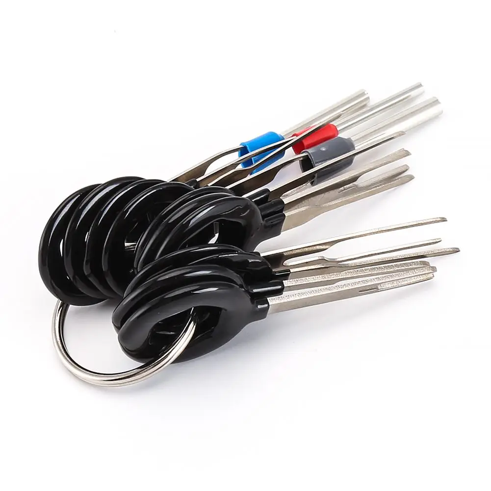 

New 11PCS Auto Car Plug Circuit Board Wire Harness Terminal Extraction Pick Connector Crimp Pin Back Needle Remove Tool Sets