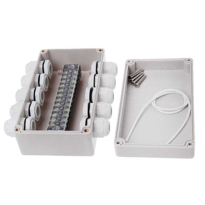 ABS водонепроницаемые распределительные коробки наружное распределительное соединение внутренний короб для мониторинга Электрический забор чехол с кабельными сальниками - Цвет: 4 Inlet 4 Outlet