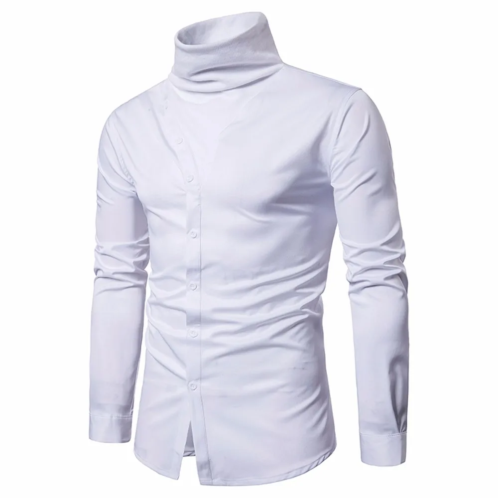 Slim Fit Твердые длинным рубашка с рукавами Мужчины с длинным рукавом Повседневное кнопка Формальные Рубашки Высокое качество Новая мода