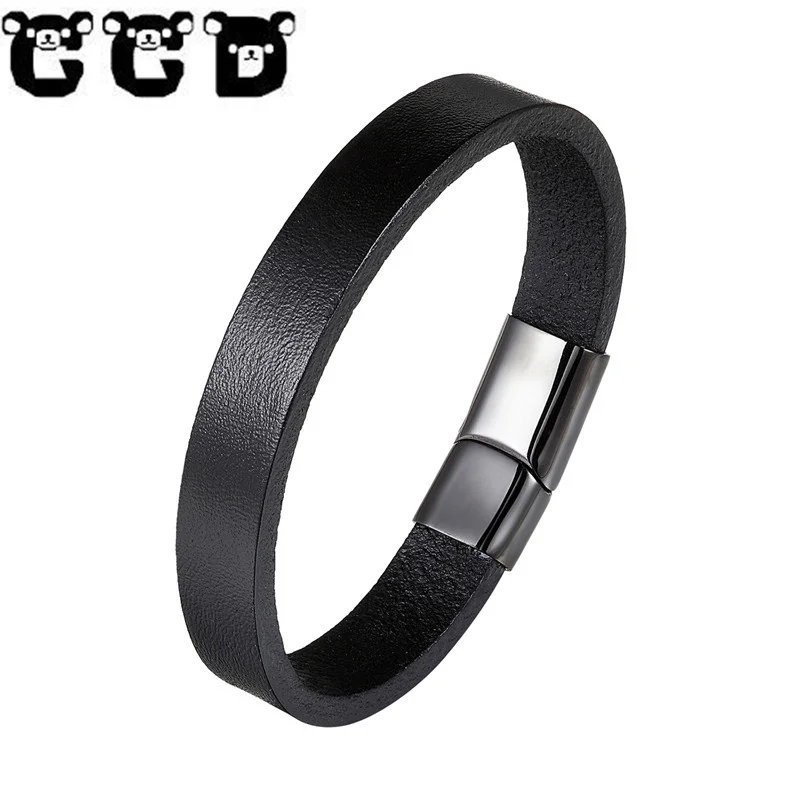 

CCD Fashion Genuine Leather Bracelet Men Stainless Steel Bracelets Bangles Women Braided Rope Chain for Male Jewelry 2018 Gift