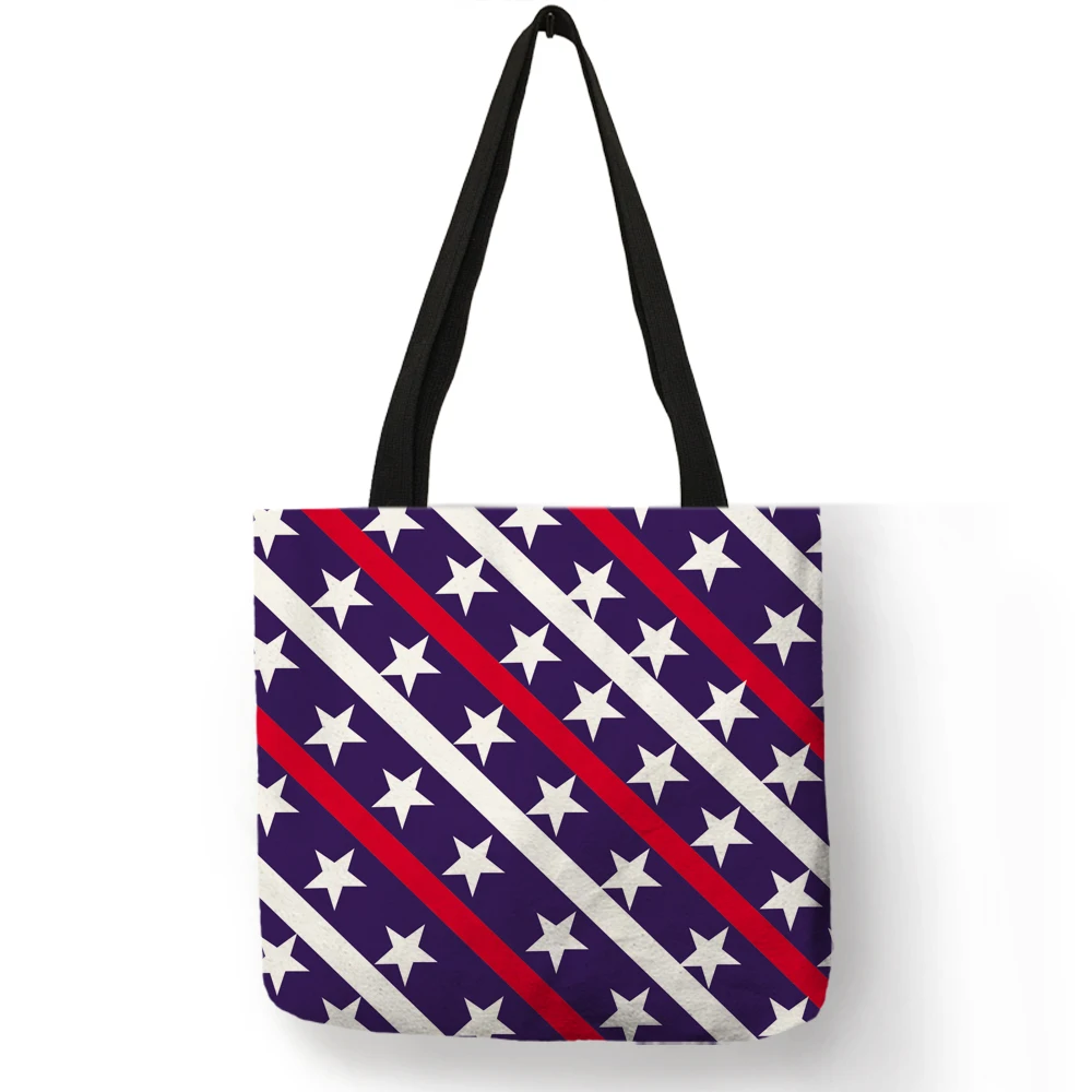 

Geometry Striped Print Folding Reusable Shopping Bag Women Fabric Handbag Tote Bag