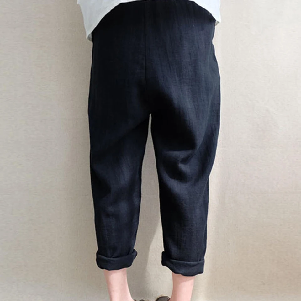 ZYFPGS 2019 Street Style Pants Loose Cotton Women's Pants Solid Fashion Casual Chinese Style Fashion Pocket Decoration Z1201 ZYFPGS 2019 Street Style Pants Loose Cotton Women's Pants Solid Fashion Casual Chinese Style Fashion Pocket Decoration Z1201