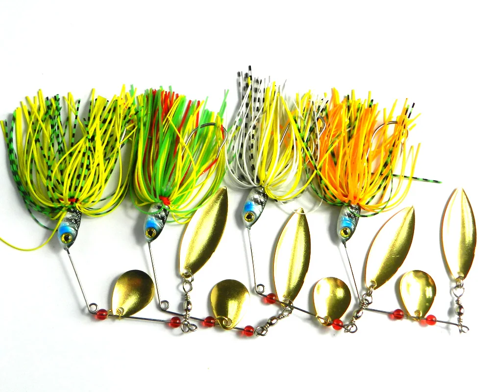 

8Pcs/lot 17.4g Metal Spinner Bait Reflective Golden Spoon Fishing Bait Isca Buzzbait Fishing Lure With Barbed Hooks