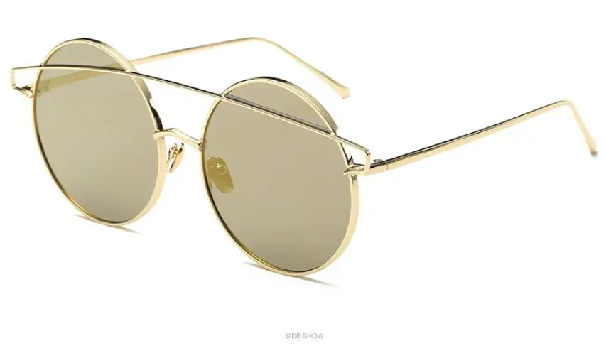 Круглые женские солнцезащитные очки, женская обувь розового золота вождения очки с дизайном «кошачие глаза» в ретро-стиле пикантные солнцезащитные очки Lunette Femme