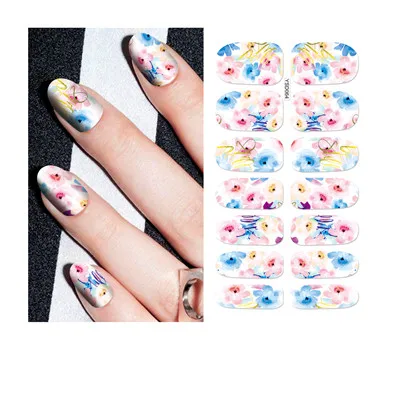 1 лист переводная Фольга для ногтей Наклейка Дизайн с бабочками и цветами наклейки для ногтей s ногти Инструменты для укладки водяная пленка бумажные наклейки - Цвет: YSD064