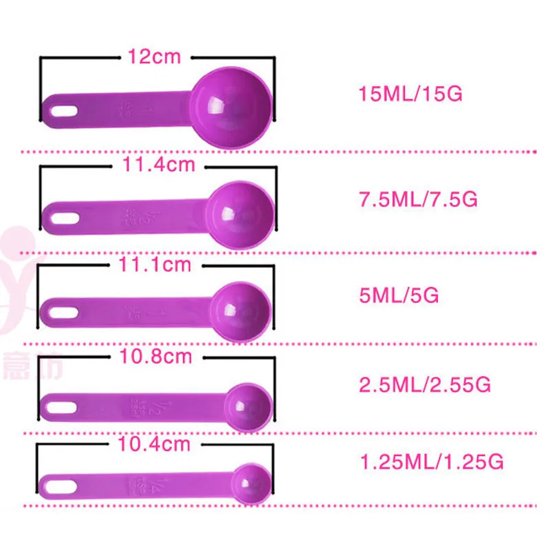 5 шт./компл. мерная ложка фиолетовый/черный выпечка кухонные инструменты Измерение ложка силиконовый половник с мерной шкалой со шкалой