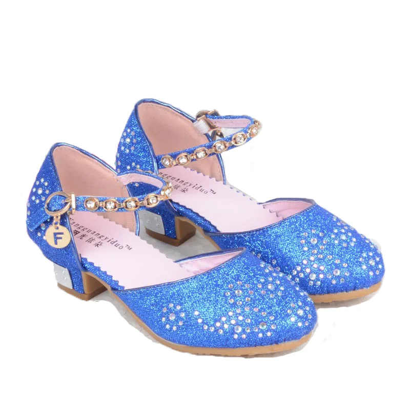

Chilren Summer High Heel Shoes Girls Princess Rhinestone Leather Shoes Kids Party Performance Shoes C86
