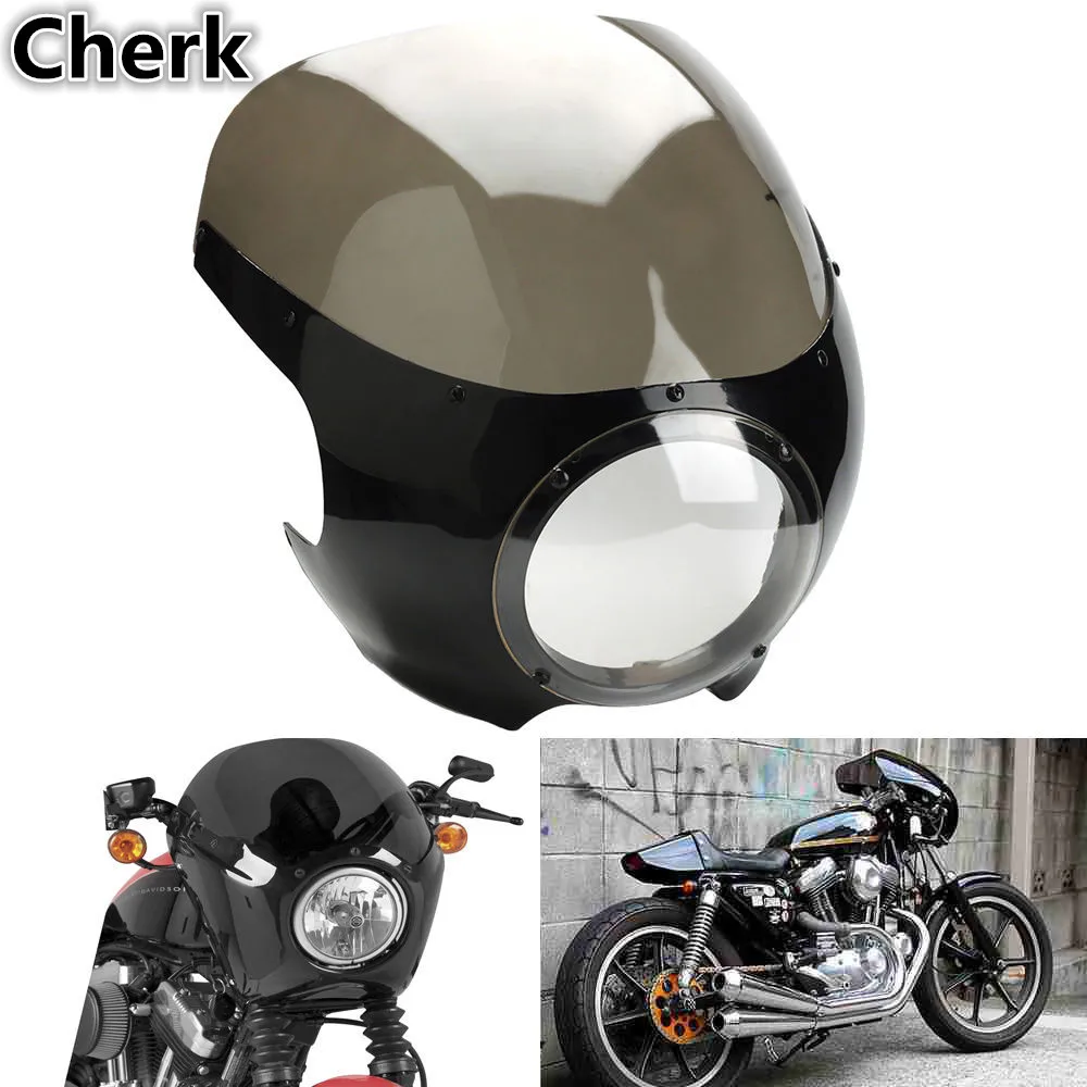 5 3/4" Cafe Racer Headlight Fairing Windscreen For Harley Sportster 883