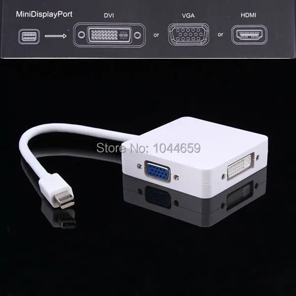 Кабель-переходник 3 в 1 с Mini displayport DP Thunderbolt на DVI VGA HDMI Для iMac Mac Pro Air Book монитор тв |