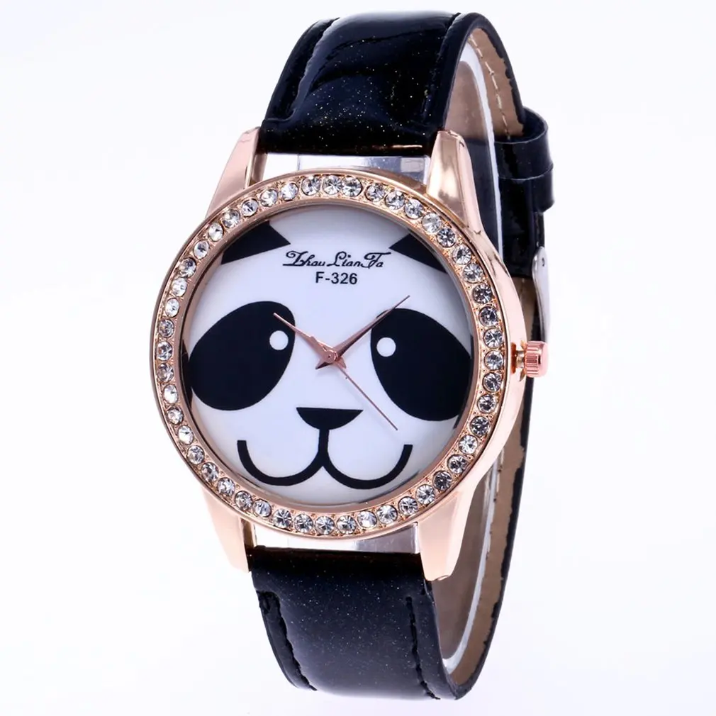 

Lovely Cute Panda Watches Kids Crystal Pattern Leather Watchband Fashion Watch Strap Easy Fit Waterproof Exquisite Workmanship