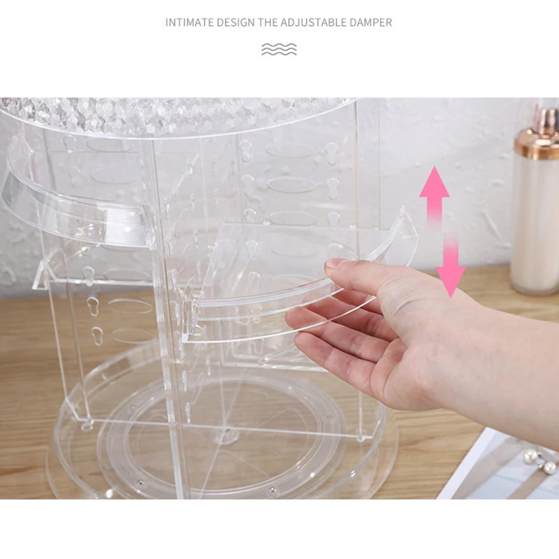 4 Layer 360° Rotating Holder Large Cosmetic Storage Makeup Organizer Drawer Box