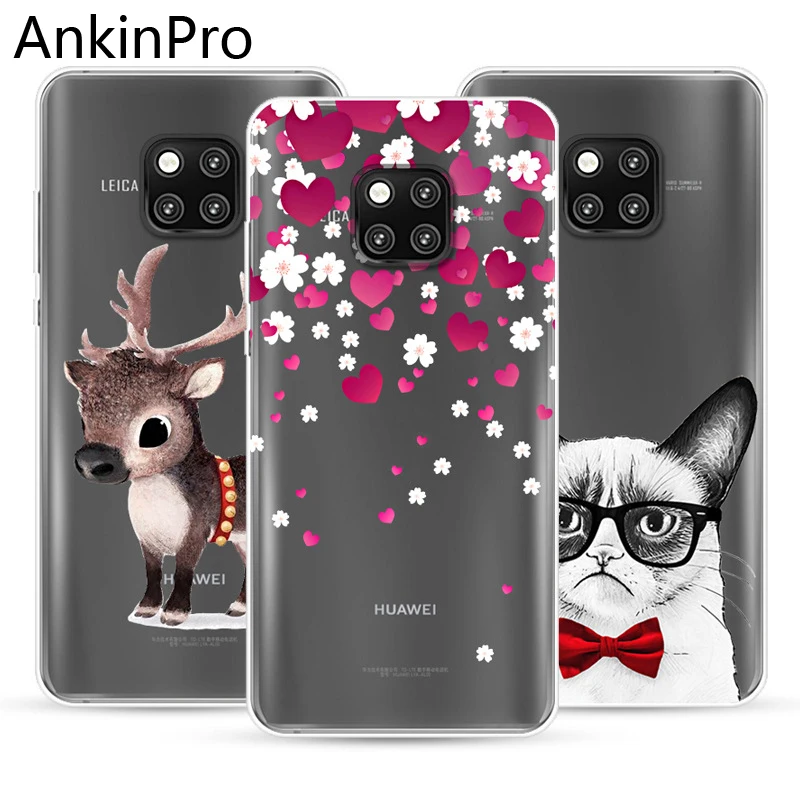 Ultra Thin Silicone for Huawei Mate 20 Pro Lite Case TPU Cover Soft Fitted Half Wrapped Phone Cases Cat Dog Rabbit AnkinPro | Мобильные
