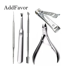 Addfavor маникюрные инструменты для ногтей наборы из нержавеющей стали кутикулы Ложка Толкатель кусачки триммер клипер вросшая коррекция носка файл