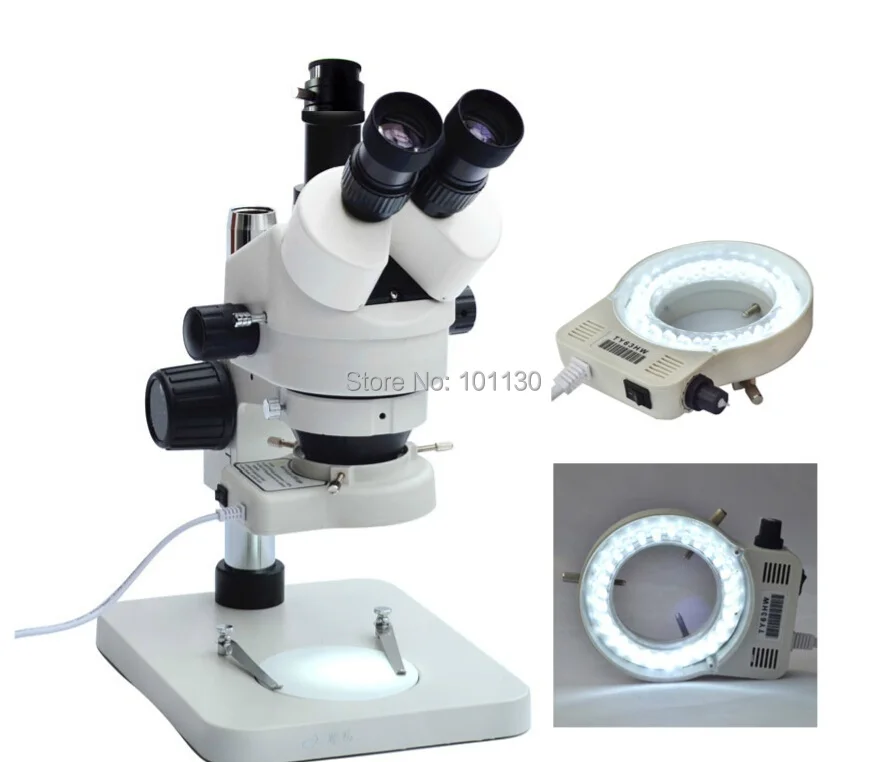 

Trinocular 7x~45x Zoom Stereo Microscope with Ring Lamp
