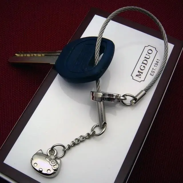 Стальной брелок Hello Kitty милый брелок для ключей для женщин hellokitty брелок для ключей держатель брелки для ключей llaveros