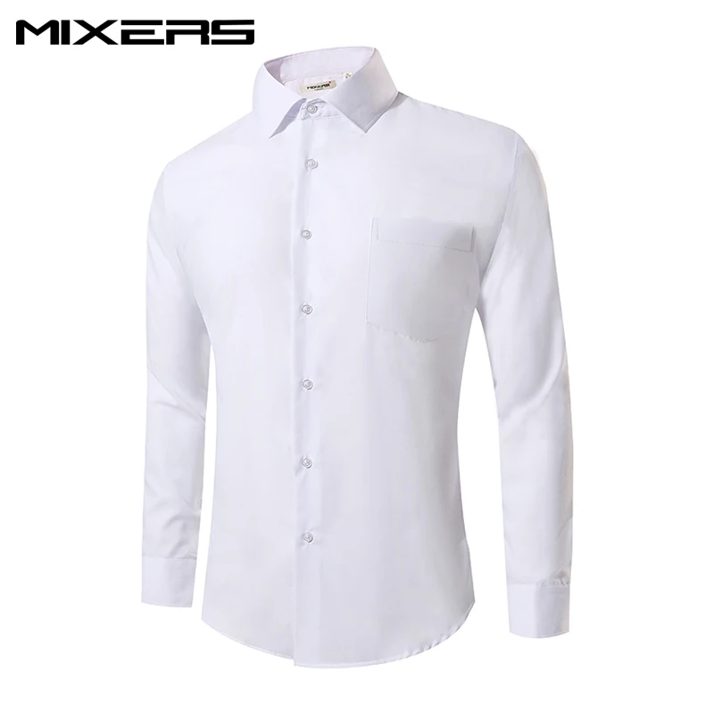 

2018 New Arrival White Casual Men Shirt Long Sleeve Slim Fit Cotton Formal Dress Shirts Men White Wedding Shirts Mens Clothes