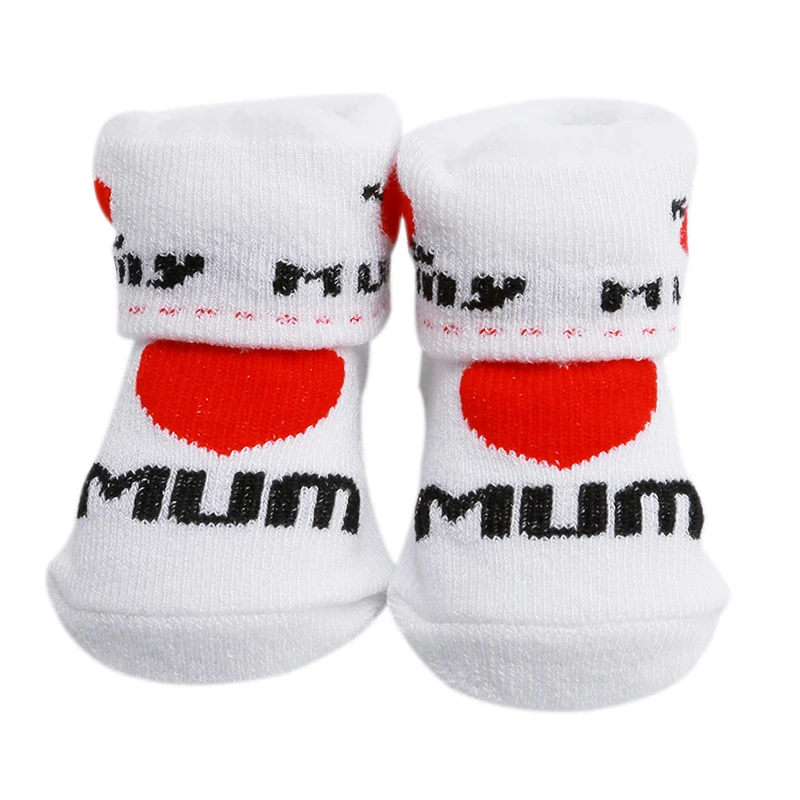 Хлопковые детские носки нескользящие напольные Носки с рисунком Love Dad Mum