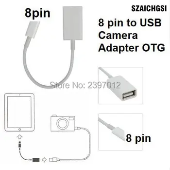 

SZAICHGSI 8 pin Male to USB Female OTG Adapter 8pin Cable For iPhone7 6 5 5C 5S for iPad 4 Mini Air White Color wholesale 200pcs