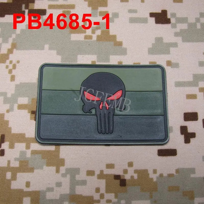 pb4685 Зеленый Российской Федерации череп флаг тактический военный боевой дух 3D ПВХ патч - Цвет: pb4685