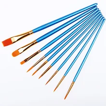 10 шт./компл. акварель гуашь кисти для рисования различные формы круглый острый кончик нейлоновые кисти для рисования кисти комплект, принадлежности для живописи