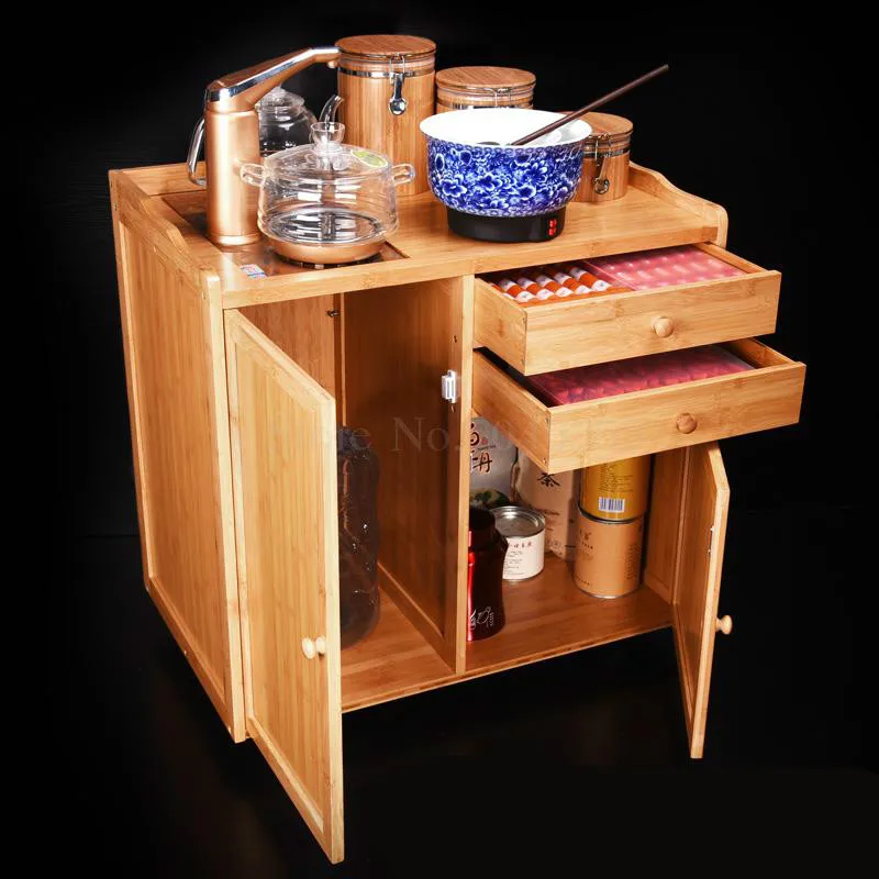 Removable tea racks multi-function small bamboo tea cabinet tea cabinet living room home automatic boiling water tea table