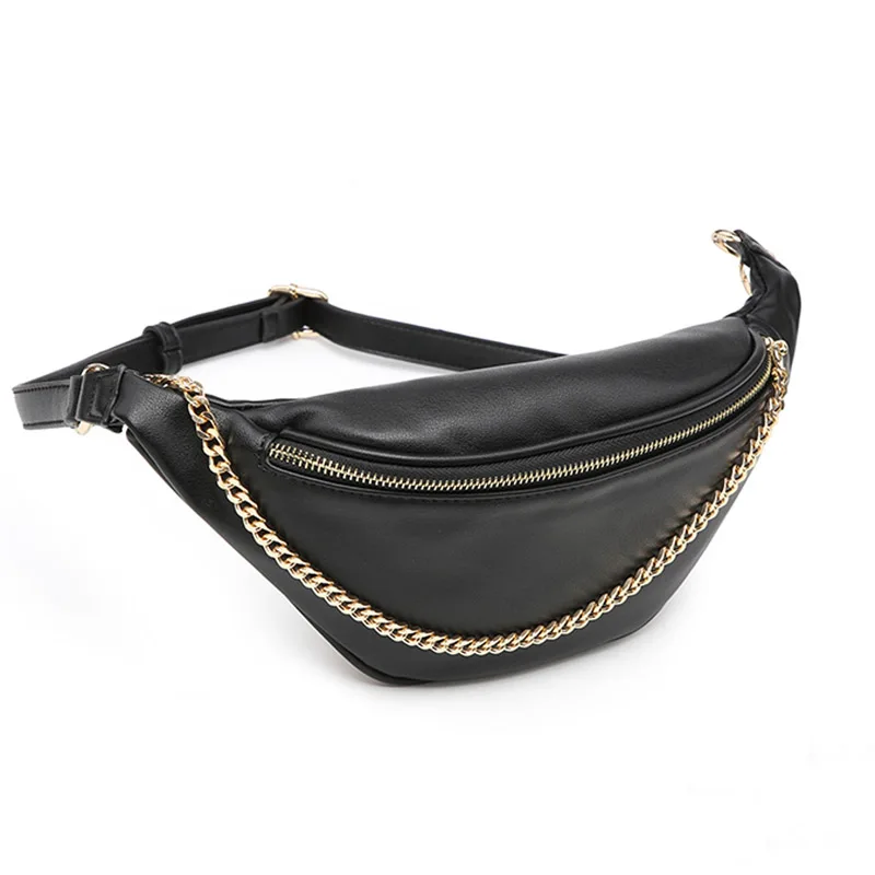 Annmouler новые женские сумки на пояс модные черные сумки на пояс из искусственной кожи сумка на пояс с цепочкой большая многонациональная Женская нагрудная сумка