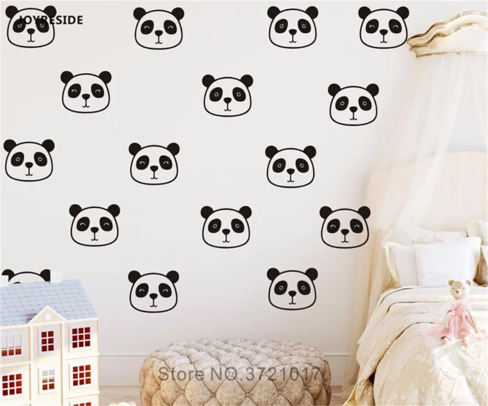JOYRESIDE 36 قطعة/مجموعة لطيف الباندا صور مطبوعة للحوائط ملصق فينيل للأطفال صبي فتاة طفل غرفة نوم الديكور الفن Remobable ديكور YMX09