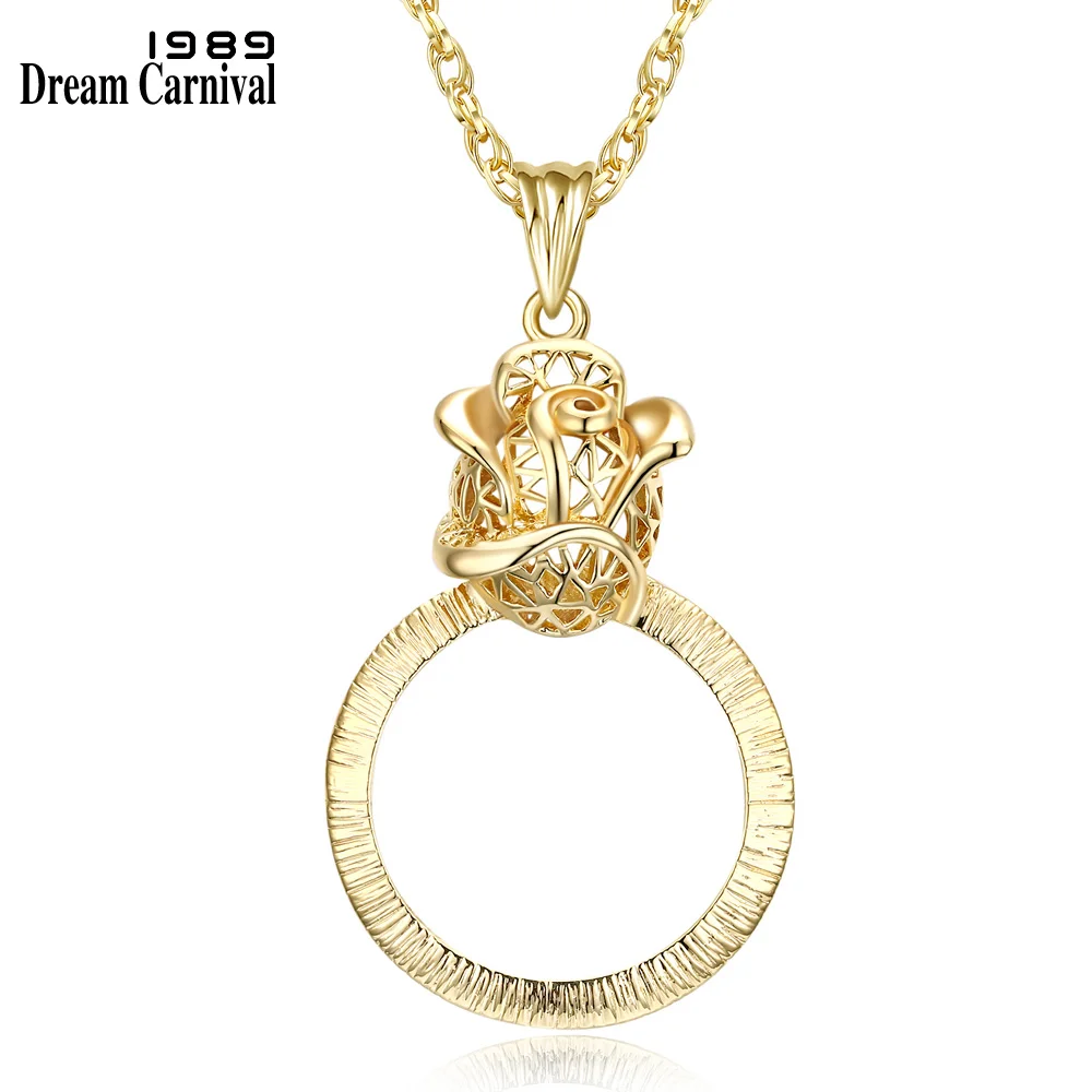 

DreamCarnival 1989 Collares Rose Flower Chain Necklace for Women Reading Magnifying Glass Pendant Gift for Mum Parents P-009