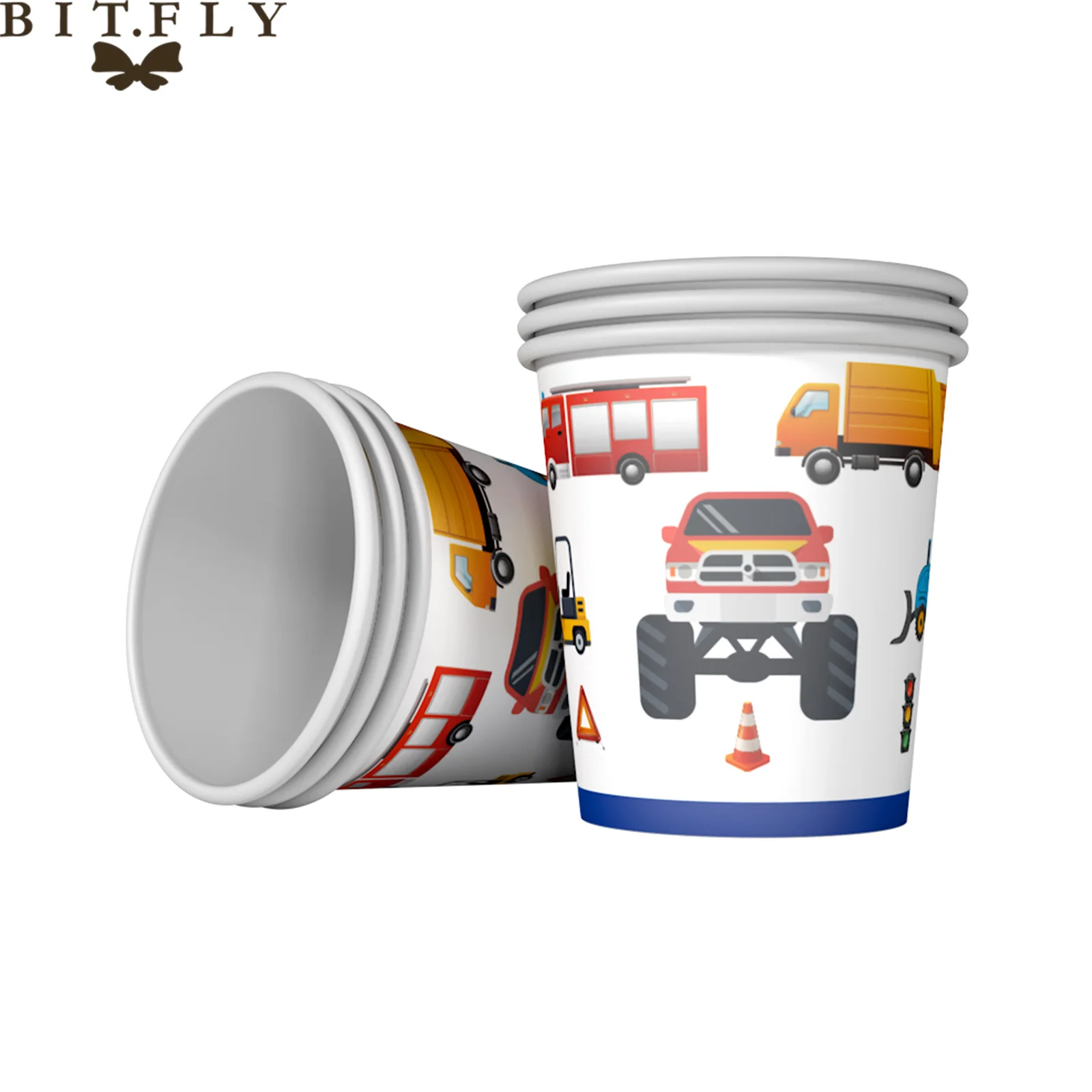 Construction Engineering Vehicle Cars Disposable Tableware Set Paper Plates Cup Banner Tablecloth For Kids Birthday Theme Party